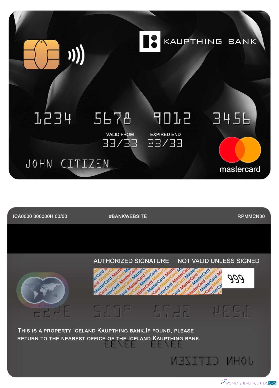 Download Iceland Kaupthing bank mastercard Photoshop template